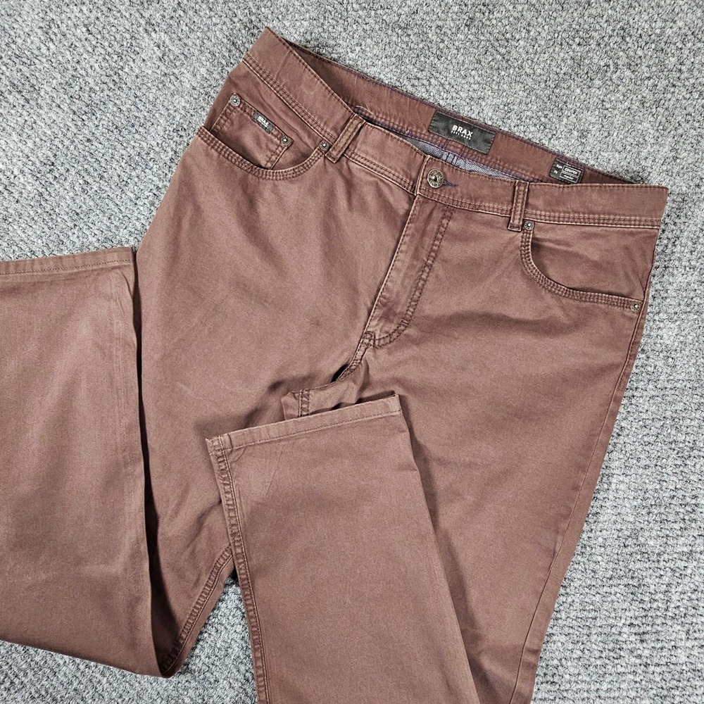 Brax Feel Good Cooper Fancy Mens Brown Regular Fit Straight Leg Pants 36/34